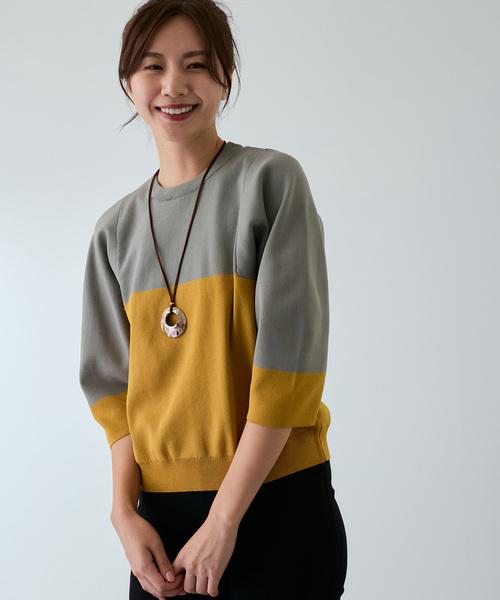 Jayro(ジャイロ)の「【EC限定】超軽量ラウンドスリーブプルオーバー(ニット/セーター・レディース・グレー/ブルー/ピンク/ネイビー・FREE)」の1枚目の写真