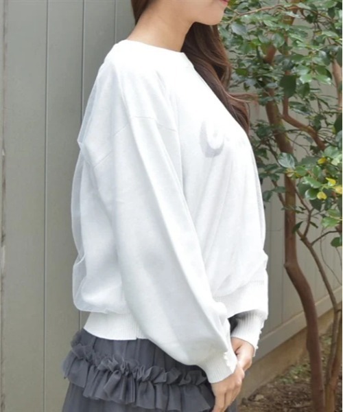 axes femme（アクシーズファム）の「シアレイヤードロゴジャカードニット（ニット/セーター・レディース・ホワイト/チャコール・FREE）」の11枚目の写真