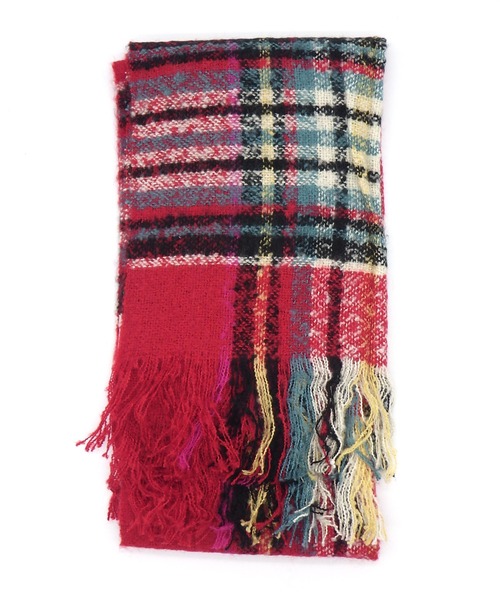 AVALON(U.Q)（アバロン）の「ループヤーンチェックストール（ストール/ショール・レディース・レッド/ブルー・FREE）」の4枚目の写真