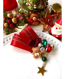 tone（トーン）の「【MUURABBTI】クリスマスリボンヘアクリップ(MA)（バレッタ/ヘアクリップ）」