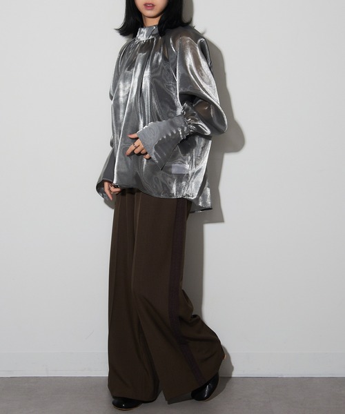 MAISON BREEZE reveur（メゾンブリーズレヴール）の「【MAISON BREEZE reveur】Organdy high neck blouse オーガンジー シアーハイネックブラウス trc（シャツ/ブラウス・レディース・シルバー/ブラック・FREE）」の9枚目の写真