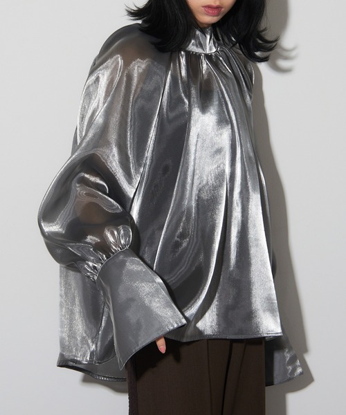 MAISON BREEZE reveur（メゾンブリーズレヴール）の「【MAISON BREEZE reveur】Organdy high neck blouse オーガンジー シアーハイネックブラウス trc（シャツ/ブラウス・レディース・シルバー/ブラック・FREE）」の14枚目の写真