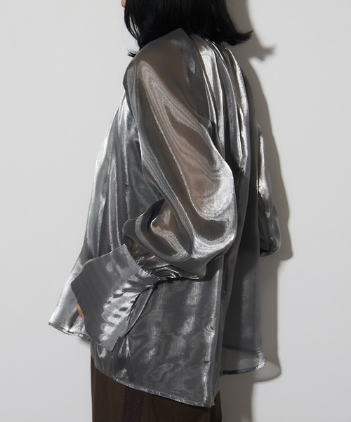 MAISON BREEZE reveur（メゾンブリーズレヴール）の「【MAISON BREEZE reveur】Organdy high neck blouse オーガンジー シアーハイネックブラウス trc（シャツ/ブラウス・レディース・シルバー/ブラック・FREE）」の11枚目の写真