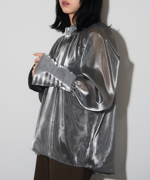MAISON BREEZE reveur（メゾンブリーズレヴール）の「【MAISON BREEZE reveur】Organdy high neck blouse オーガンジー シアーハイネックブラウス trc（シャツ/ブラウス・レディース・シルバー/ブラック・FREE）」の12枚目の写真
