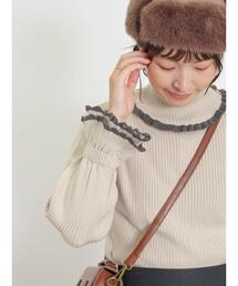 Samansa Mos2 | スカラップ配色タートルニット(ニット/セーター)