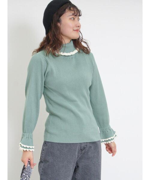 Samansa Mos2（サマンサ モスモス）の「スカラップ配色タートルニット