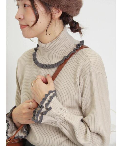 Samansa Mos2（サマンサ モスモス）の「スカラップ配色タートルニット