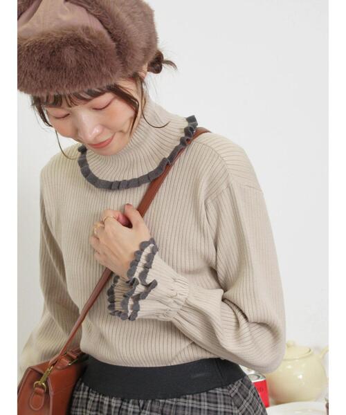 Samansa Mos2（サマンサ モスモス）の「スカラップ配色タートルニット