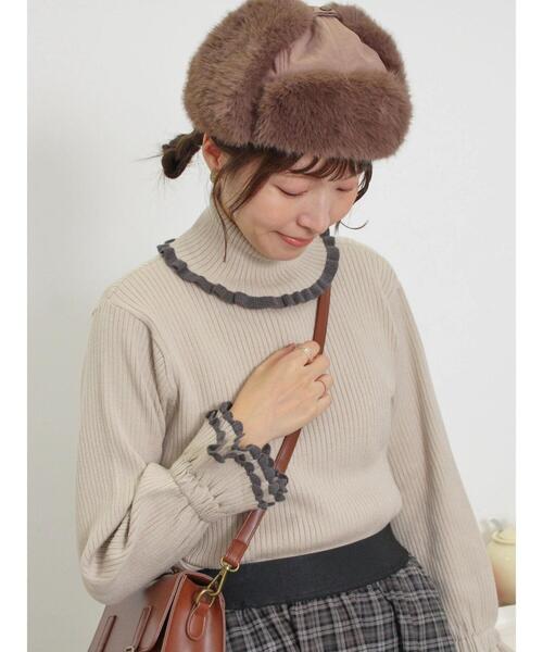 Samansa Mos2(サマンサ モスモス)の「スカラップ配色タートルニット(ニット/セーター・レディース・ミント/ベージュ/ブラック/キナリ・F)」の8枚目の写真