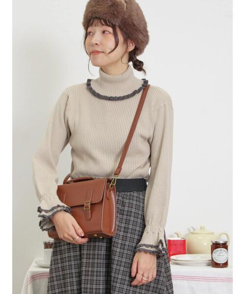 Samansa Mos2（サマンサ モスモス）の「スカラップ配色タートルニット