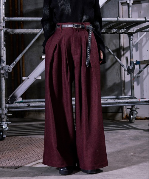Ellno Loset（エルノロゼット）の「フカタックワイドパンツ / SET UP対応（その他パンツ・メンズ・ブラック/ボルドー・LARGE/X-SMALL/MEDIUM/SMALL）」の2枚目の写真