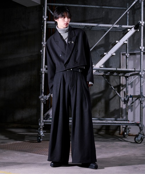 新品タグ付き⭐️2025FW⭐️セットアップ　パンツ⭐️ ブラック　L完売品 Ellno Loset（エルノロゼット）の「フカタックワイドパンツ / SET UP