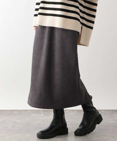 GLOBAL WORK Smile Seed Store（グローバルワーク スマイルシードストア）の「起毛カットコールIラインスカート/212325（スカート・レディース・アイボリー/ブルー系その他4/チャコール・MEDIUM/LARGE）」の2枚目の写真