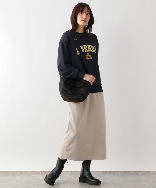 GLOBAL WORK Smile Seed Store（グローバルワーク スマイルシードストア）の「起毛カットコールIラインスカート/212325（スカート・レディース・アイボリー/ブルー系その他4/チャコール・MEDIUM/LARGE）」の4枚目の写真