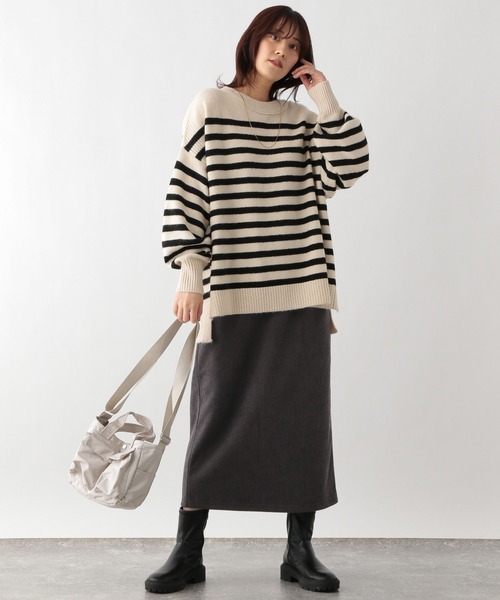 GLOBAL WORK Smile Seed Store（グローバルワーク スマイルシードストア）の「起毛カットコールIラインスカート/212325（スカート・レディース・アイボリー/ブルー系その他4/チャコール・MEDIUM/LARGE）」の9枚目の写真