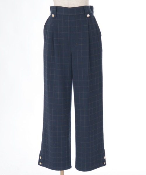 axes femme(アクシーズファム)の「裾釦起毛チェックワイドパンツ(その他パンツ・レディース・ブラウン/ネイビー/ブラック・MEDIUM/LARGE)」の4枚目の写真