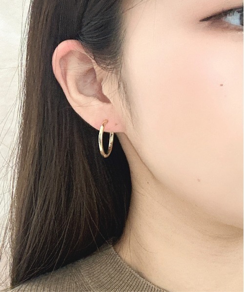 Burner（バーナー）の「【OKUOKU　0909】　サークル シンプル フープピアス 両耳用　 oku-pierce-673210000782-7 Nn【RBTS】（ピアス（両耳用）・レディース・シルバー/ゴールド系/ゴールド・FREE）」の2枚目の写真