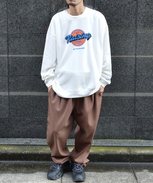 MODISH GAZE（モディシュガゼ）の「Risingプリントトレーナー（スウェット・メンズ・グリーン/オフホワイト・MEDIUM/LARGE）」の6枚目の写真