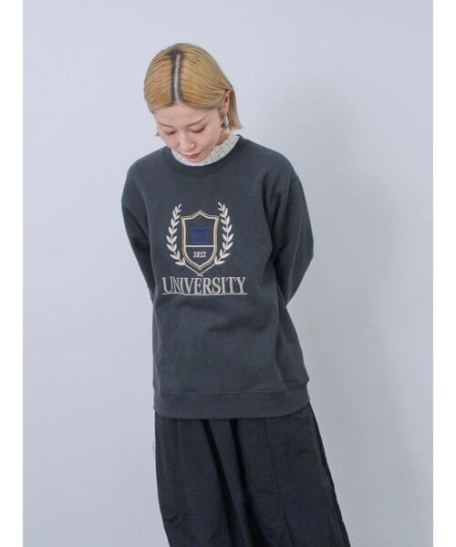 Samansa Mos2 blue(サマンサモスモスブルー)の「裏起毛ロゴ刺繍スウェット(Tシャツ/カットソー・レディース・ベージュ/ブルー/チャコールグレー・F)」の8枚目の写真