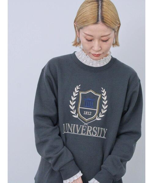 Samansa Mos2 blue(サマンサモスモスブルー)の「裏起毛ロゴ刺繍スウェット(Tシャツ/カットソー・レディース・ベージュ/ブルー/チャコールグレー・F)」の9枚目の写真