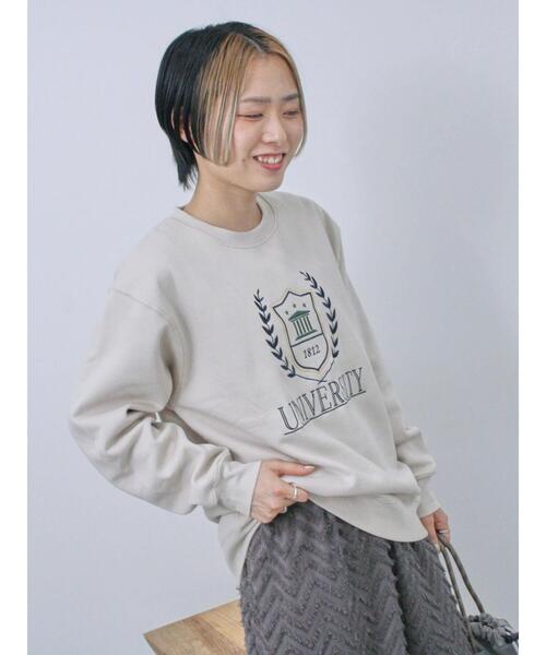 Samansa Mos2 blue(サマンサモスモスブルー)の「裏起毛ロゴ刺繍スウェット(Tシャツ/カットソー・レディース・ベージュ/ブルー/チャコールグレー・F)」の12枚目の写真