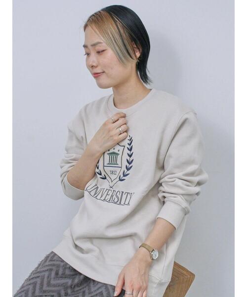 Samansa Mos2 blue(サマンサモスモスブルー)の「裏起毛ロゴ刺繍スウェット(Tシャツ/カットソー・レディース・ベージュ/ブルー/チャコールグレー・F)」の14枚目の写真