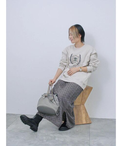 Samansa Mos2 blue(サマンサモスモスブルー)の「裏起毛ロゴ刺繍スウェット(Tシャツ/カットソー・レディース・ベージュ/ブルー/チャコールグレー・F)」の16枚目の写真