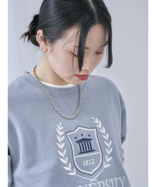 Samansa Mos2 blue(サマンサモスモスブルー)の「裏起毛ロゴ刺繍スウェット(Tシャツ/カットソー・レディース・ベージュ/ブルー/チャコールグレー・F)」の20枚目の写真