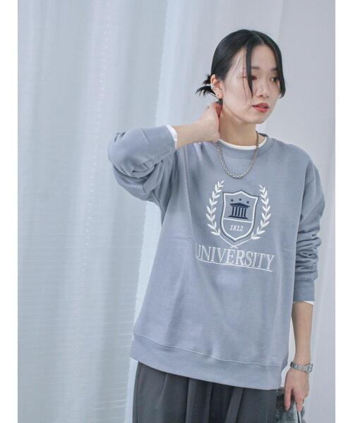 Samansa Mos2 blue(サマンサモスモスブルー)の「裏起毛ロゴ刺繍スウェット(Tシャツ/カットソー・レディース・ベージュ/ブルー/チャコールグレー・F)」の21枚目の写真