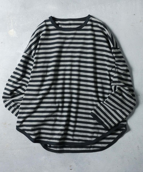 soulberry（ソウルベリー）の「気ままネコのボーダーカットソー（Tシャツ/カットソー・レディース・ブラック×グレー・M/L/LL/3L/4L/5L）」の11枚目の写真