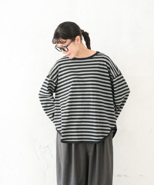 soulberry（ソウルベリー）の「気ままネコのボーダーカットソー（Tシャツ/カットソー・レディース・ブラック×グレー・M/L/LL/3L/4L/5L）」の10枚目の写真