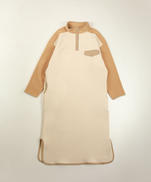S'more（スモア）の「Bicolor fleece dress (AW)（ワンピース・レディース・カーキ/ホワイト・LARGE/MEDIUM/SMALL）」の3枚目の写真