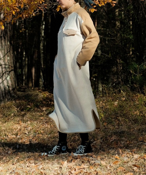 S'more（スモア）の「Bicolor fleece dress (AW)（ワンピース・レディース・カーキ/ホワイト・LARGE/MEDIUM/SMALL）」の16枚目の写真