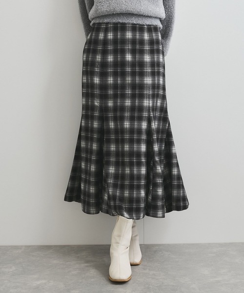 VIS（ビス）の「【洗える】チェック柄マーメイドスカート（スカート・レディース・ブラック系その他/ブラック系その他2・M/S）」の4枚目の写真