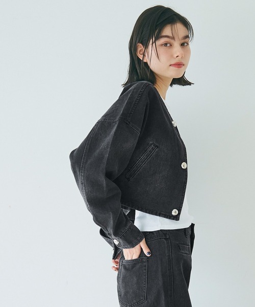 COCODEAL デニムジャケット セール】クロップドデニムジャケット（デニムジャケット）｜coca