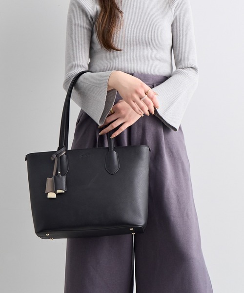 Jewelna Rose(ジュエルナローズ)の「リタ・トートバッグ A4ジャストサイズ 16145(トートバッグ・レディース・ブラック/スモークピンク/ライトベージュ/チャコール/バーガンディー・FREE)」の1枚目の写真