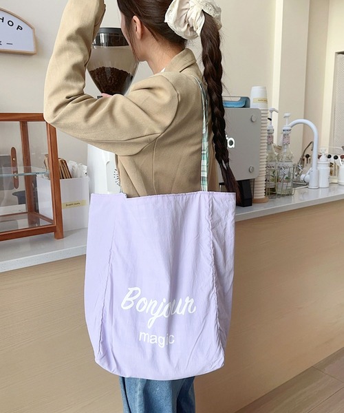 セール】【リバーシブル】マドラスチェック柄トートバッグ（トート