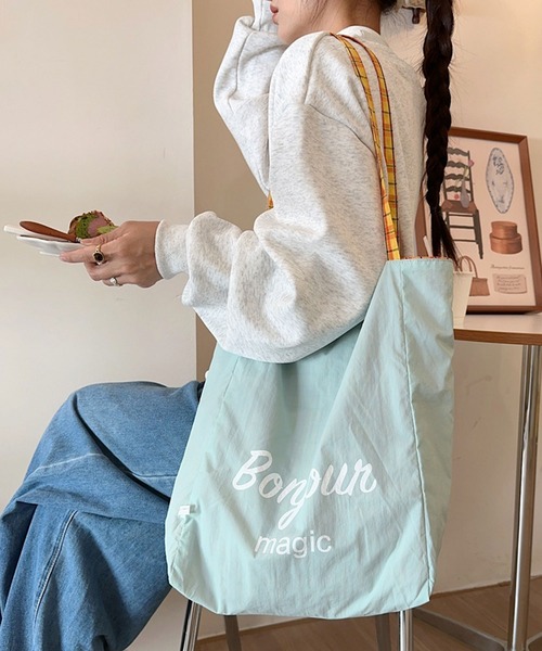 SHEPP（シープ）の「【リバーシブル】マドラスチェック柄トートバッグ（トートバッグ・レディース・パープル/ブラック/グリーン/イエロー・F）」の9枚目の写真
