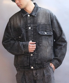 アダムエロペ ルセルクルパーロペ　ノーカラーデニムジャケット　ブラック LE CERCLE par rope'（ルセルクルパーロペ）の「ノーカラーG
