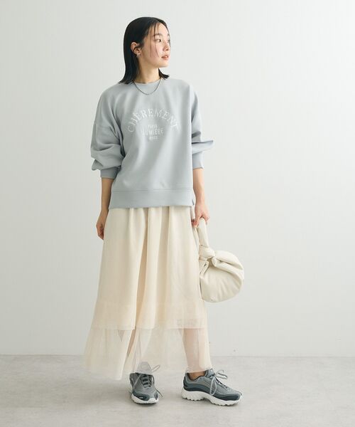 Green　Parks（グリーンパークス）の「メッシュティアードスカート（スカート・レディース・チャコールグレー/ミント/ホワイト系その他2・FREE）」の5枚目の写真