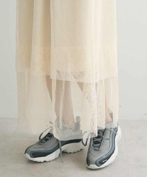 Green　Parks（グリーンパークス）の「メッシュティアードスカート（スカート・レディース・チャコールグレー/ミント/ホワイト系その他2・FREE）」の9枚目の写真