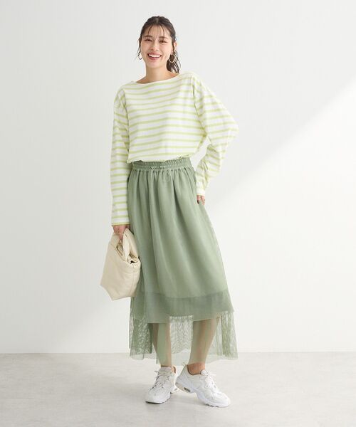 Green　Parks（グリーンパークス）の「メッシュティアードスカート（スカート・レディース・チャコールグレー/ミント/ホワイト系その他2・FREE）」の13枚目の写真