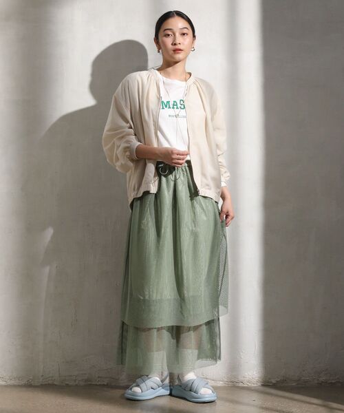 Green　Parks（グリーンパークス）の「メッシュティアードスカート（スカート・レディース・チャコールグレー/ミント/ホワイト系その他2・FREE）」の14枚目の写真