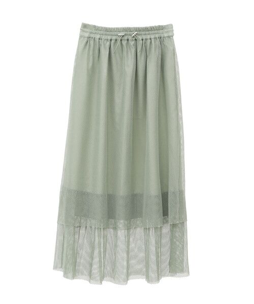 Green　Parks（グリーンパークス）の「メッシュティアードスカート（スカート・レディース・チャコールグレー/ミント/ホワイト系その他2・FREE）」の16枚目の写真