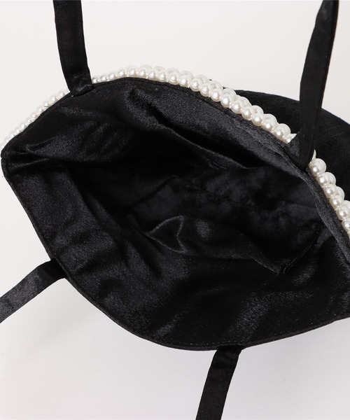 Lace Ladies(レースレディース)の「レース パール付き 薄型 パーティー トートバッグ(クラッチバッグ・レディース・ブラック/ベージュ・FREE)」の5枚目の写真