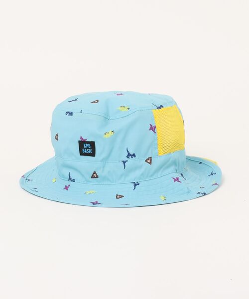 KP DECO（ケーピーデコ）の「日除け付け恐竜総柄ハット（ハット・キッズ・ベージュ/サックスブルー・SMALL/MEDIUM/LARGE）」の2枚目の写真