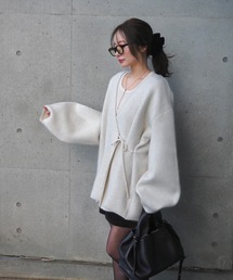 cache coeur knit cardigan /カシュクール ボリュームスリーブ ニット カーディガン