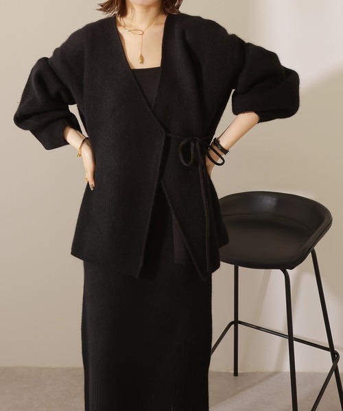 LAULEN(ローレン)の「cache coeur knit cardigan /カシュクール ボリュームスリーブ ニット カーディガン(カーディガン/ボレロ・レディース・ベージュ/ブラック/アイボリー・FREE)」の1枚目の写真