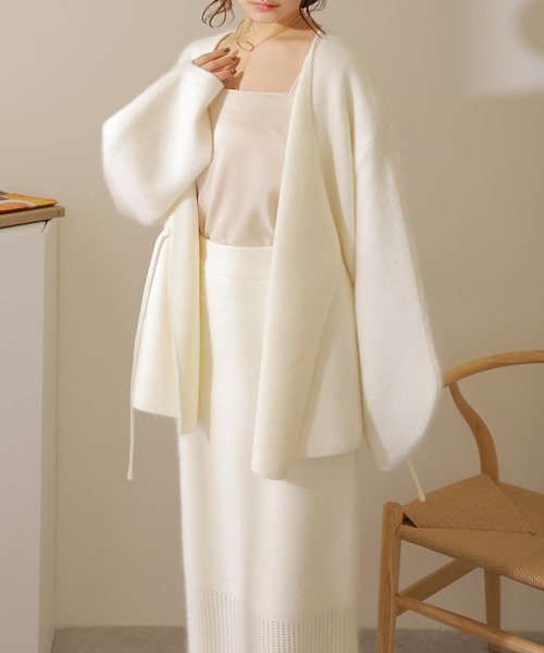 cache coeur knit cardigan /カシュクール ボリュームスリーブ ニット