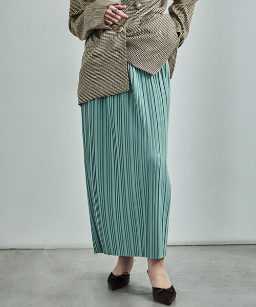 Fashion Letter（ファッションレター）の「プリーツロングスカート（スカート・レディース・アイボリー/グレイッシュベージュ/イエロー/グリーン/パープル/チャコール/ブラック・M/L）」の5枚目の写真